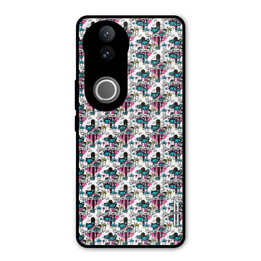 Blue Pink Pattern Metal Back Case for Vivo V50e