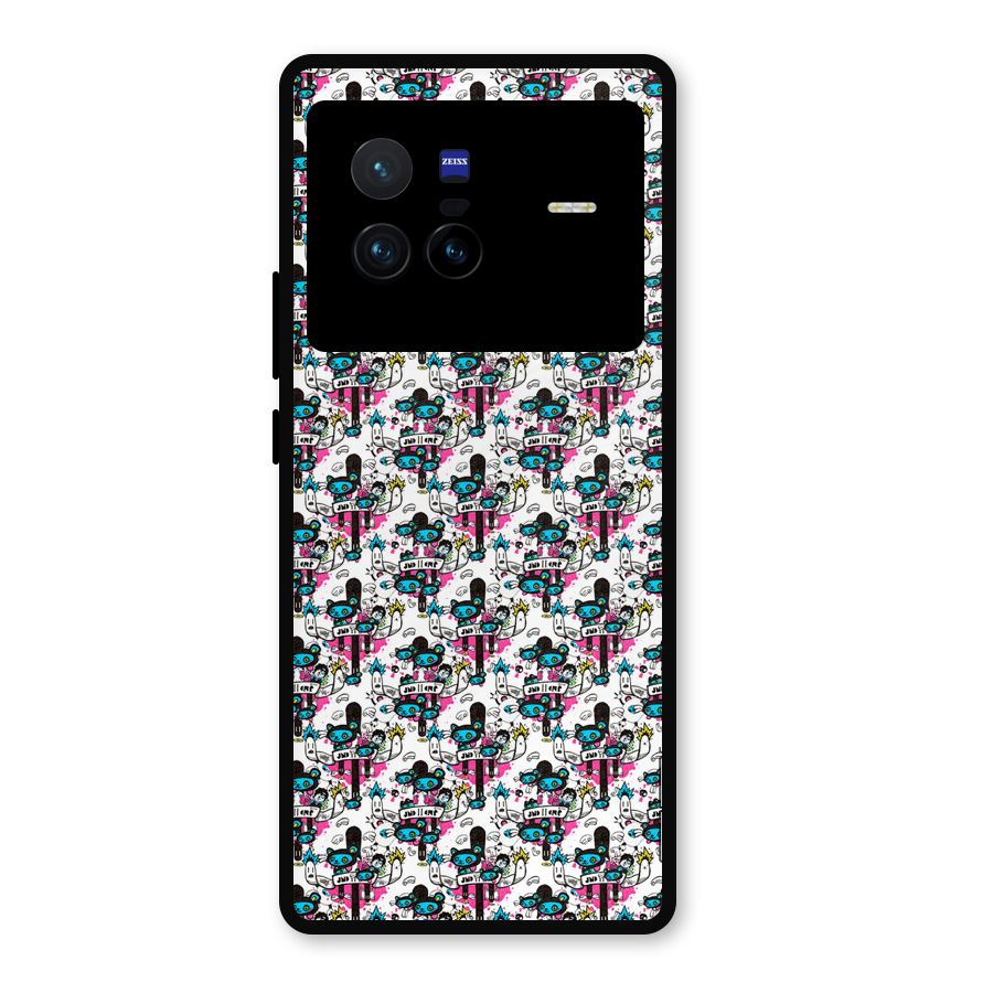 Blue Pink Pattern Metal Back Case for Vivo X80
