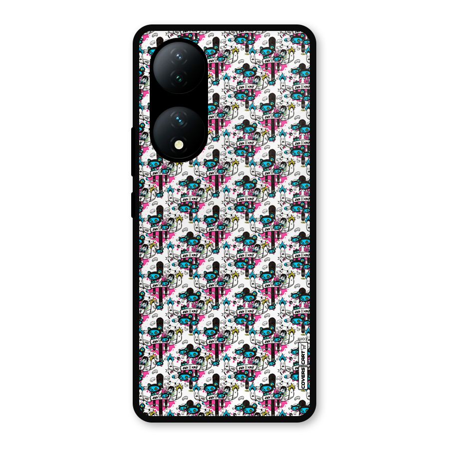 Blue Pink Pattern Metal Back Case for Vivo Y100a