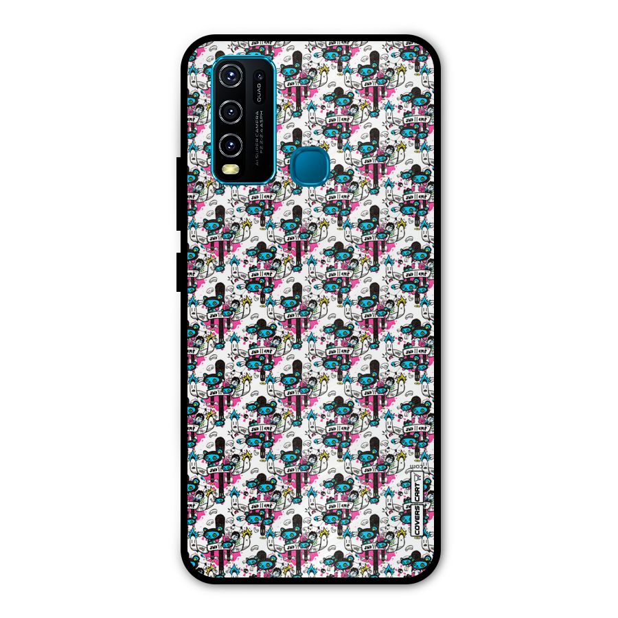 Blue Pink Pattern Metal Back Case for Vivo Y30
