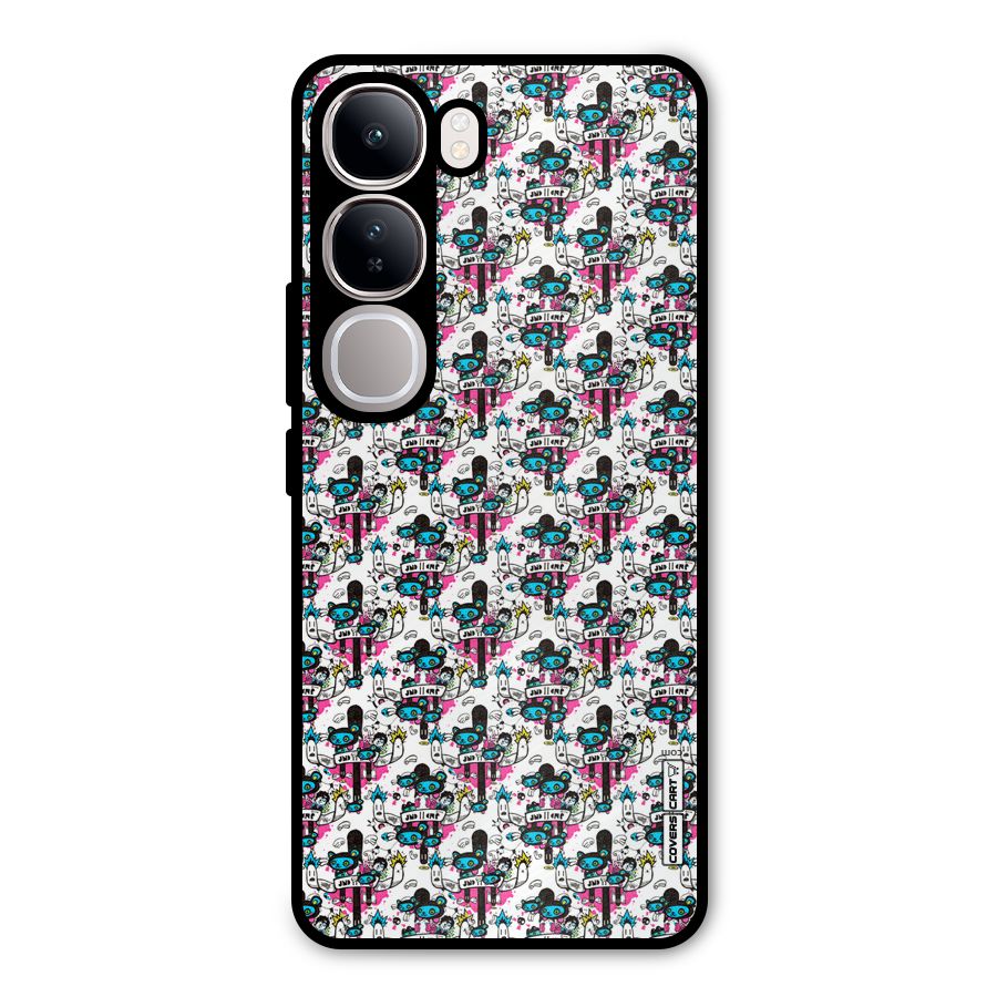 Blue Pink Pattern Metal Back Case for Vivo Y300