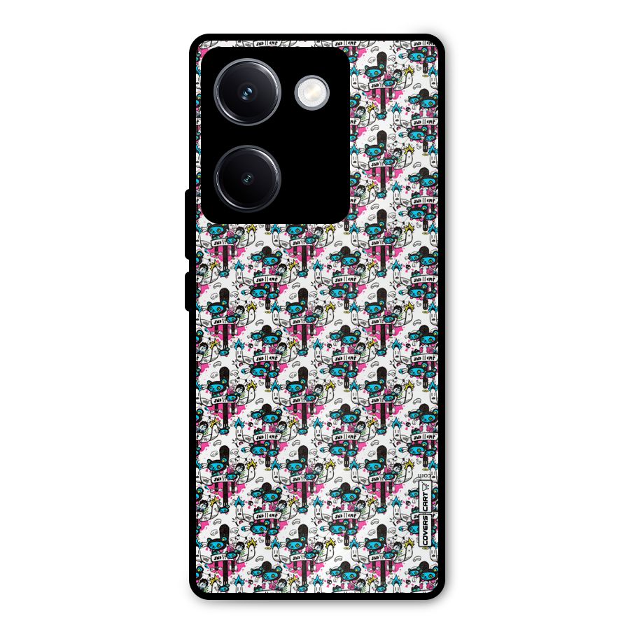 Blue Pink Pattern Metal Back Case for Vivo Y300 Plus