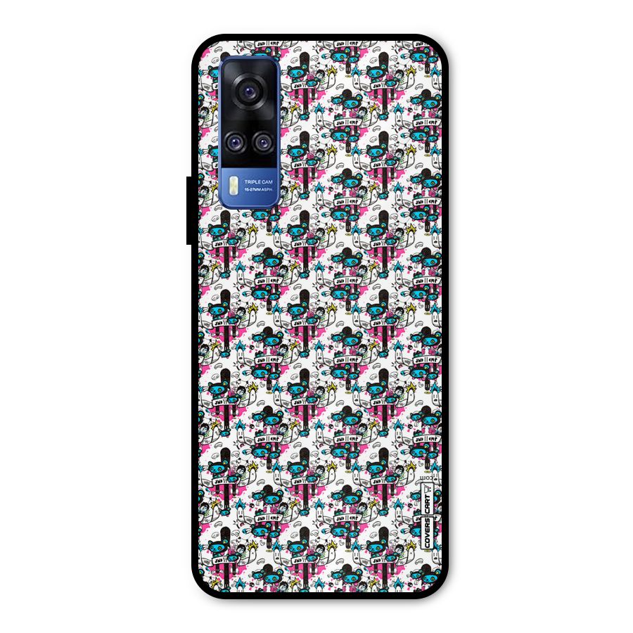 Blue Pink Pattern Metal Back Case for Vivo Y31