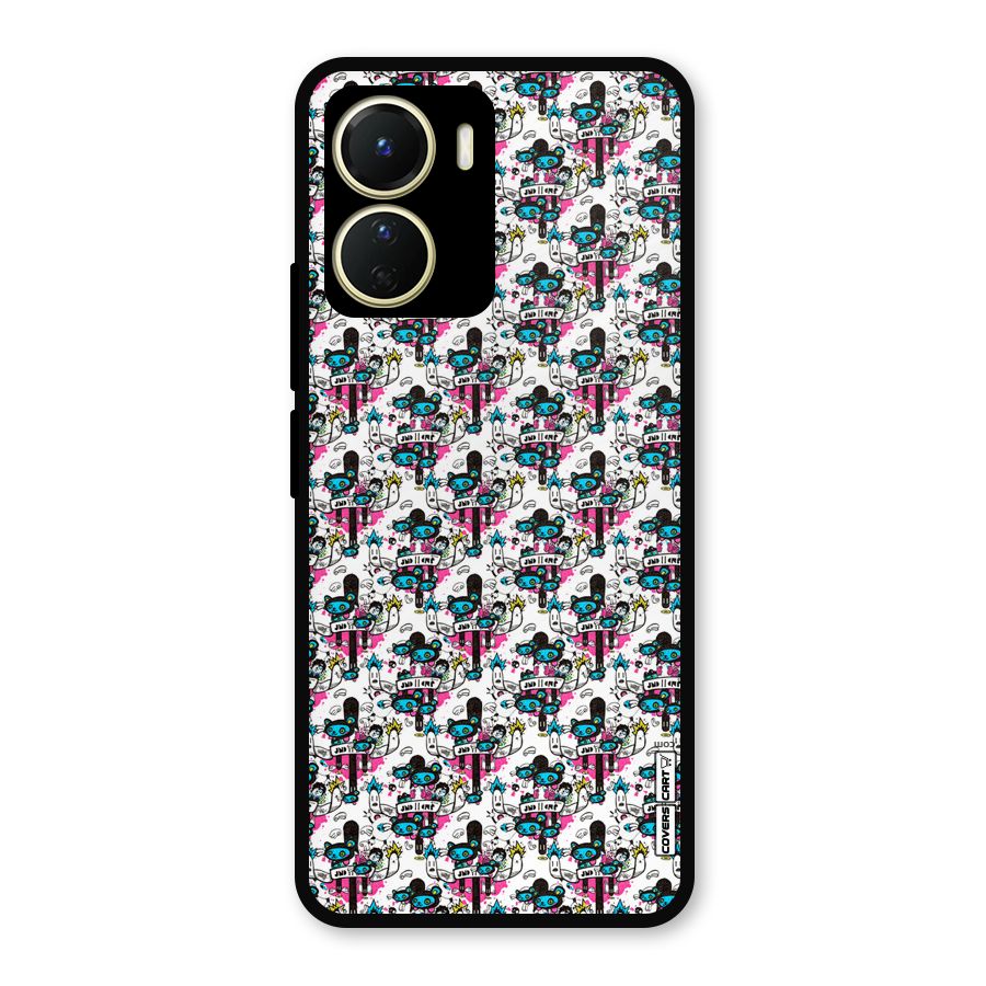 Blue Pink Pattern Metal Back Case for Vivo Y56