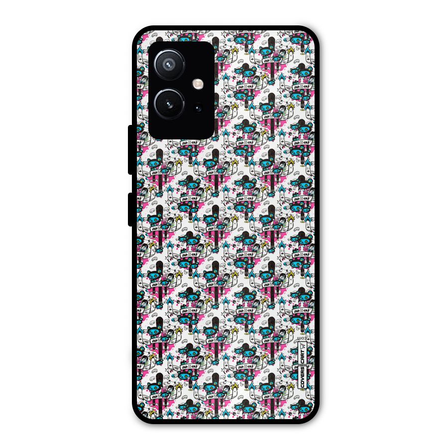 Blue Pink Pattern Metal Back Case for Vivo Y75 5G