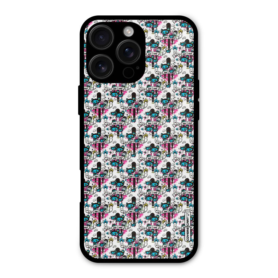 Blue Pink Pattern Metal Back Case for iPhone 16 Pro Max