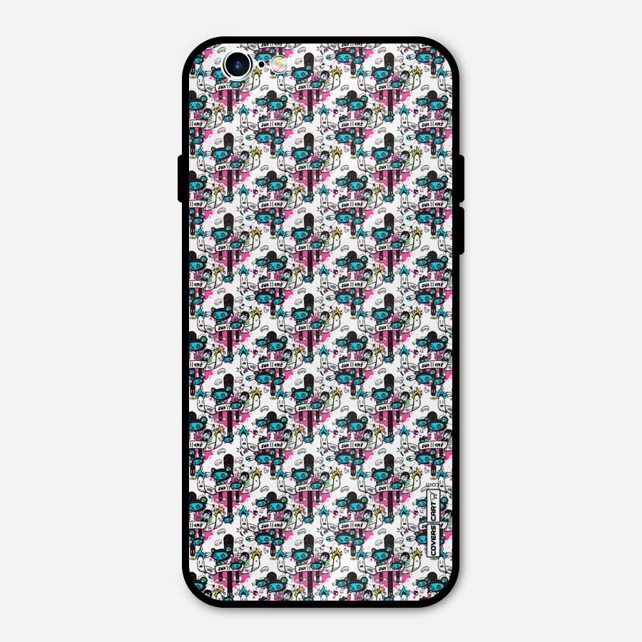 Blue Pink Pattern Metal Back Case for iPhone 6 6s