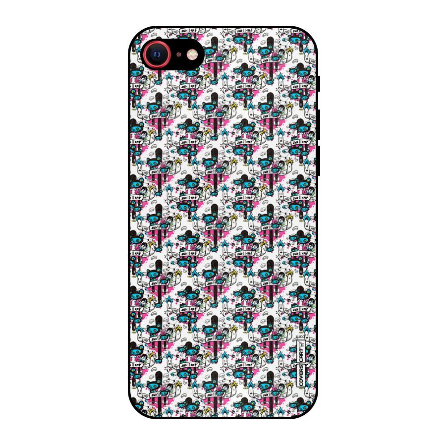 Blue Pink Pattern Metal Back Case for iPhone 7