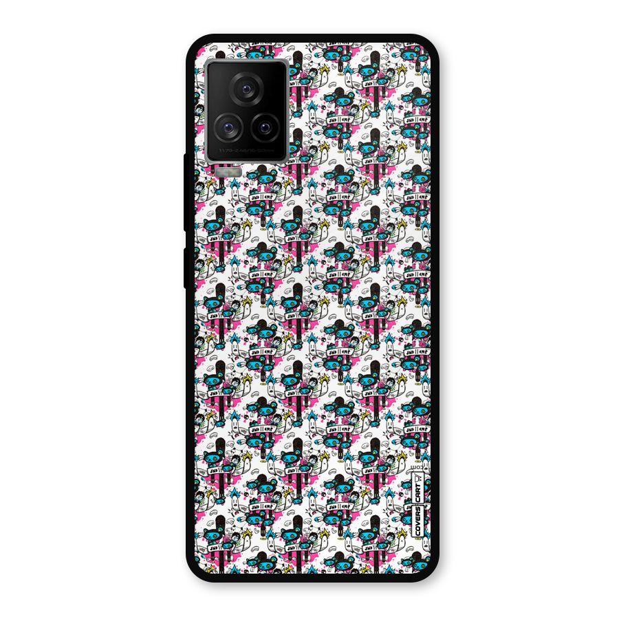 Blue Pink Pattern Metal Back Case for iQOO 7 Legend 5G