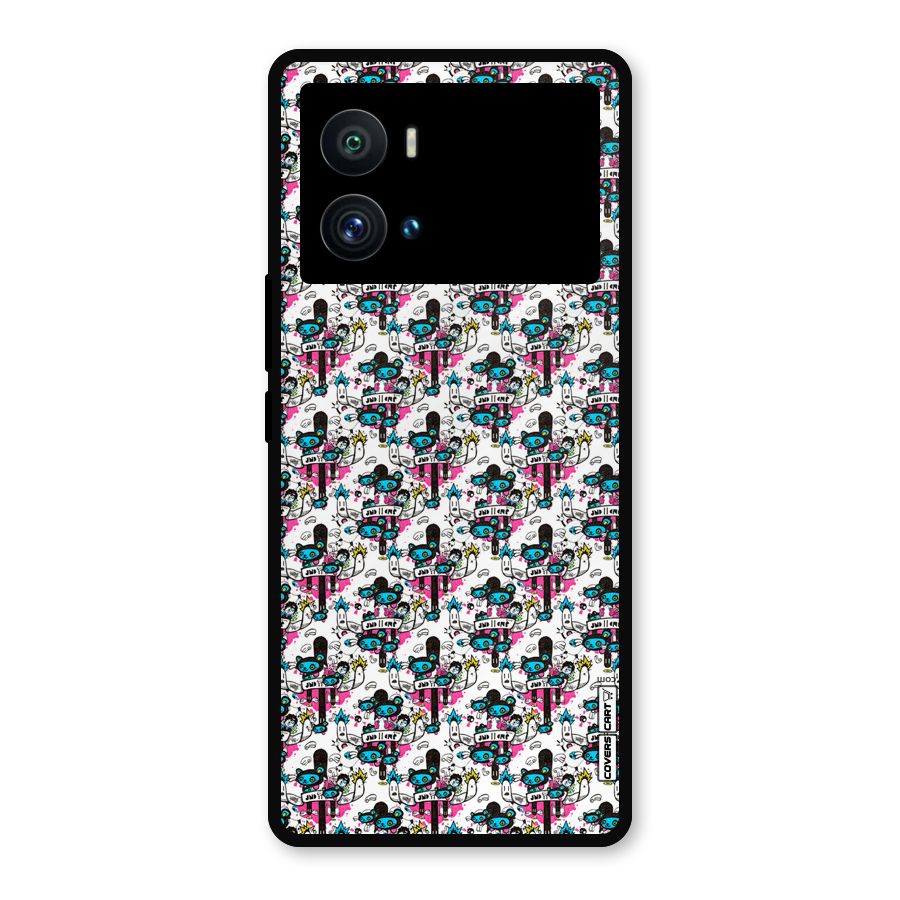 Blue Pink Pattern Metal Back Case for iQOO 9 Pro