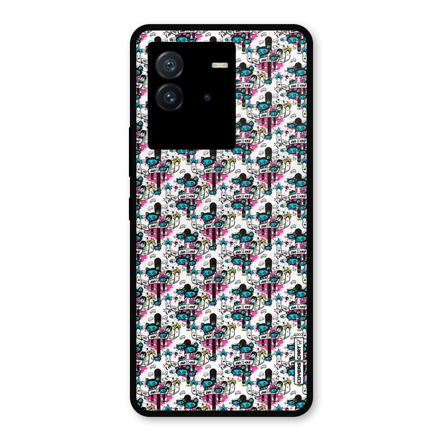 Blue Pink Pattern Metal Back Case for iQOO Neo 6 5G