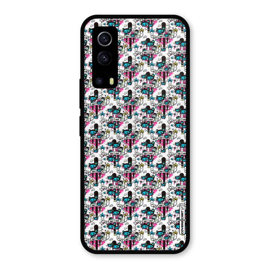 Blue Pink Pattern Metal Back Case for iQOO Z3