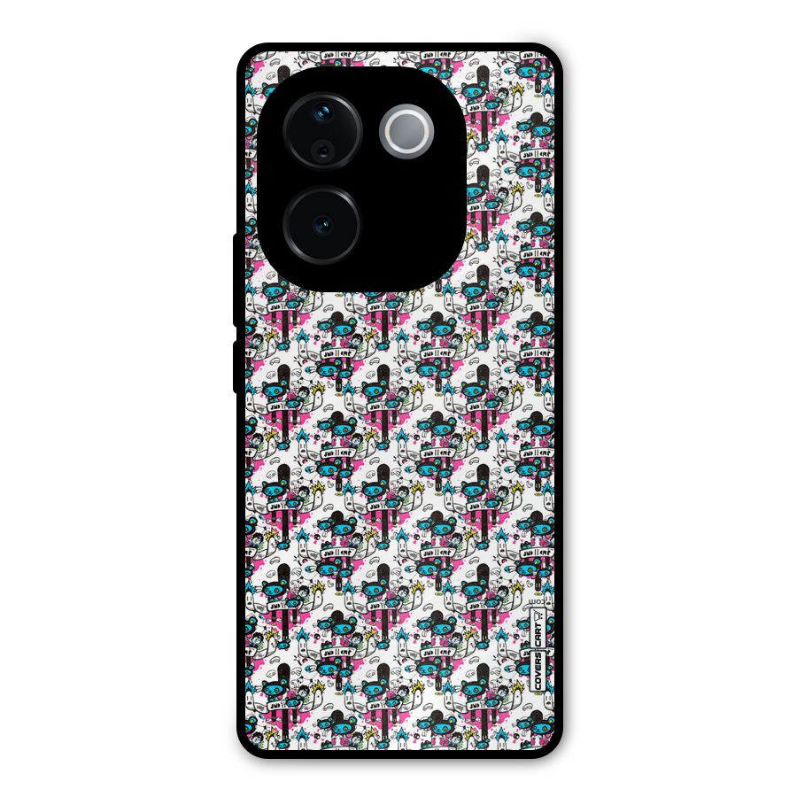 Blue Pink Pattern Metal Back Case for iQOO Z9s Pro