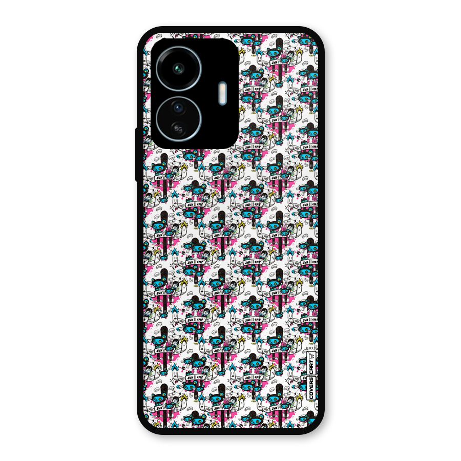 Blue Pink Pattern Metal Back Case for vivo iQOO Z6 Lite 5G