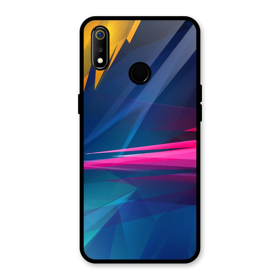 Blue Red Abstract Glass Back Case for Realme 3i
