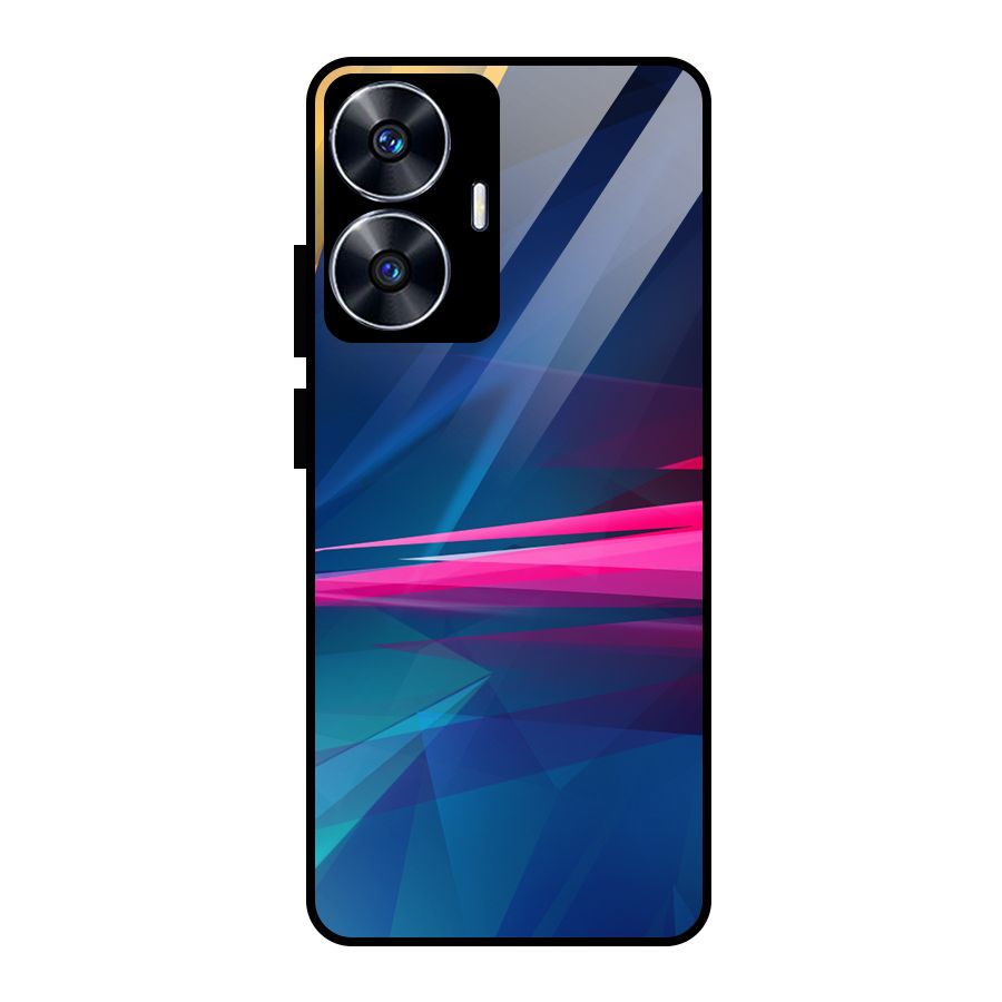 Blue Red Abstract Glass Back Case for Realme Narzo N55