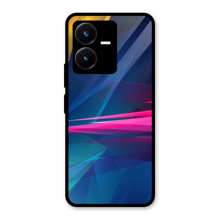 Blue Red Abstract Glass Back Case for Vivo Y22s