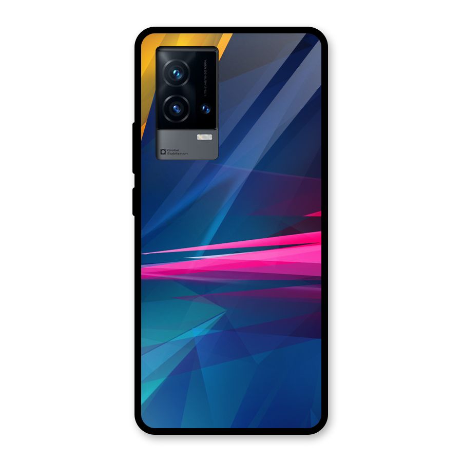 Blue Red Abstract Glass Back Case for iQOO 9 5G