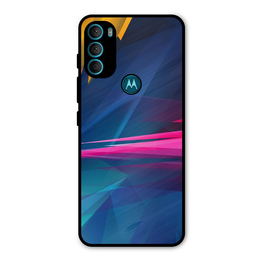 Blue Red Abstract Metal Back Case for Moto G71 5G