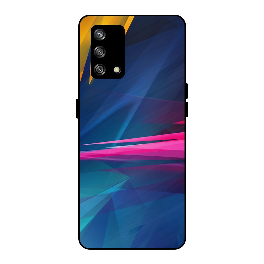 Blue Red Abstract Metal Back Case for Oppo F19