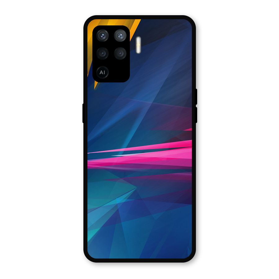 Blue Red Abstract Metal Back Case for Oppo F19 Pro