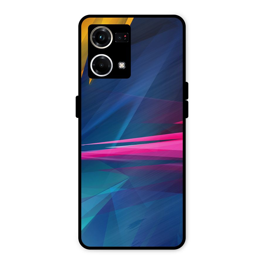 Blue Red Abstract Metal Back Case for Oppo F21 Pro 4G