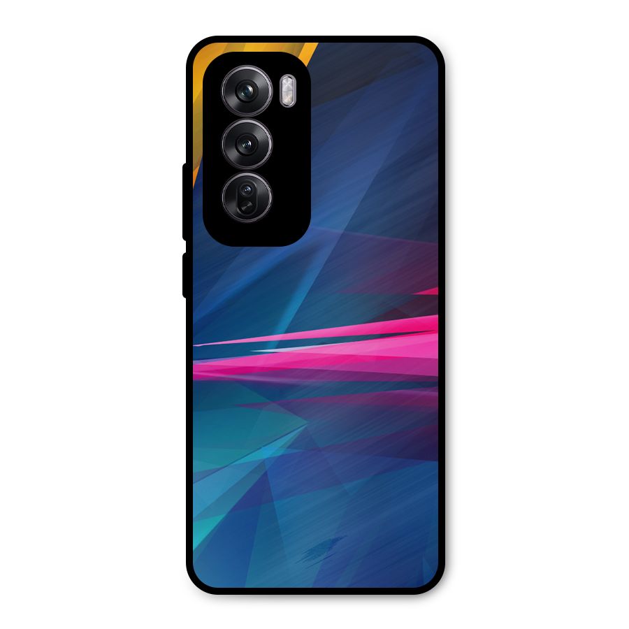 Blue Red Abstract Metal Back Case for Oppo Reno12 Pro
