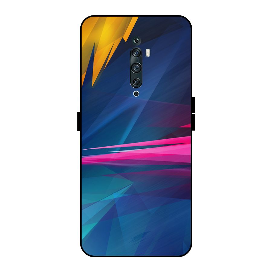 Blue Red Abstract Metal Back Case for Oppo Reno2 F