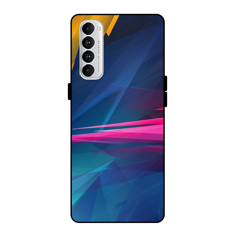 Blue Red Abstract Metal Back Case for Oppo Reno4 Pro
