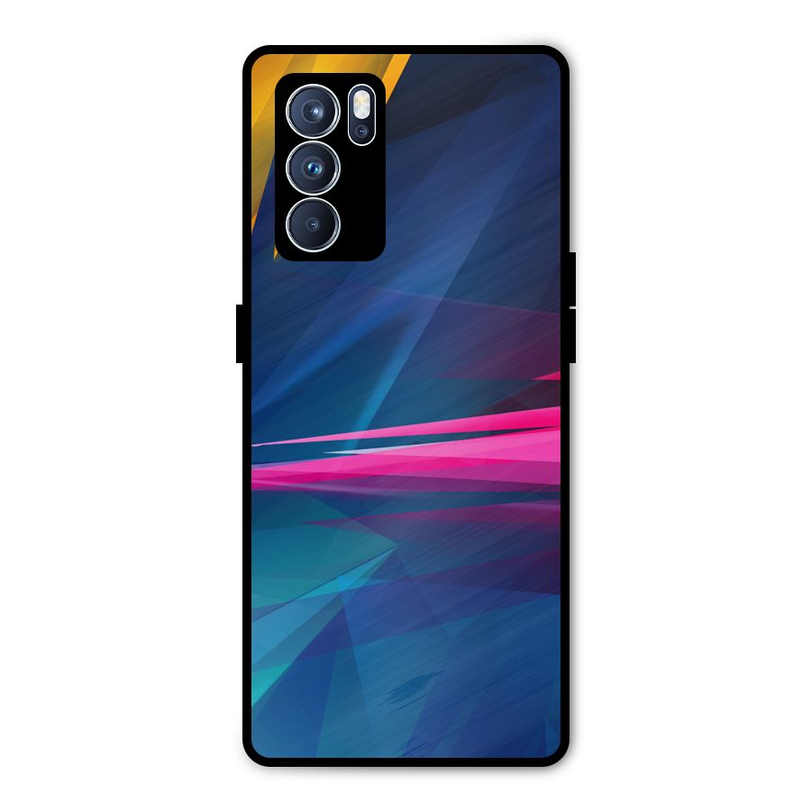 Blue Red Abstract Metal Back Case for Oppo Reno6 Pro 5G