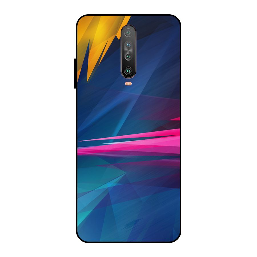 Blue Red Abstract Metal Back Case for Poco X2