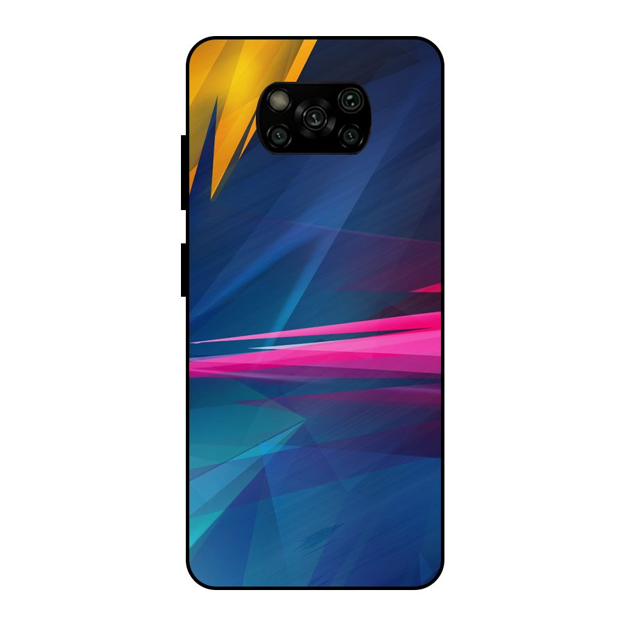Blue Red Abstract Metal Back Case for Poco X3