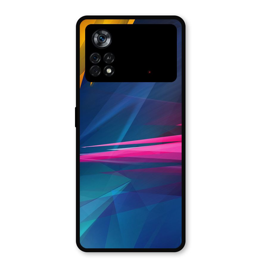 Blue Red Abstract Metal Back Case for Poco X4 Pro 5G