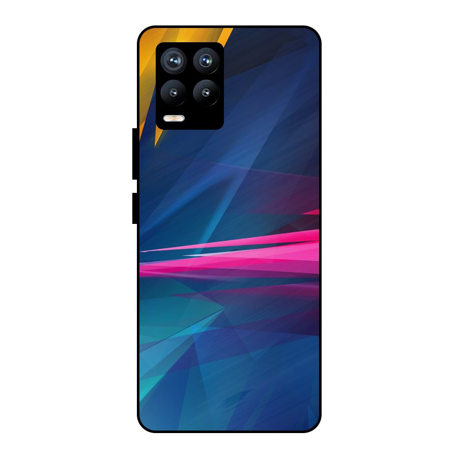Blue Red Abstract Metal Back Case for Realme 8 Pro