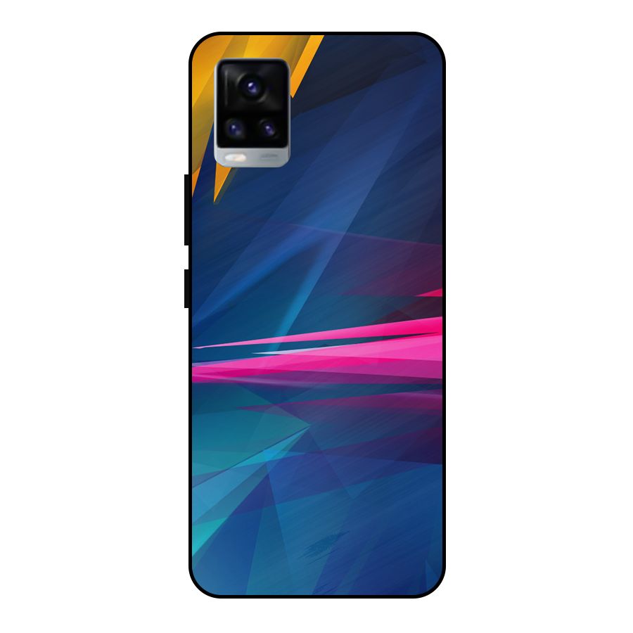 Blue Red Abstract Metal Back Case for Vivo V20 2021