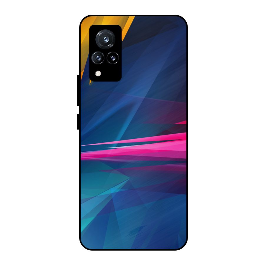 Blue Red Abstract Metal Back Case for Vivo V21 5G
