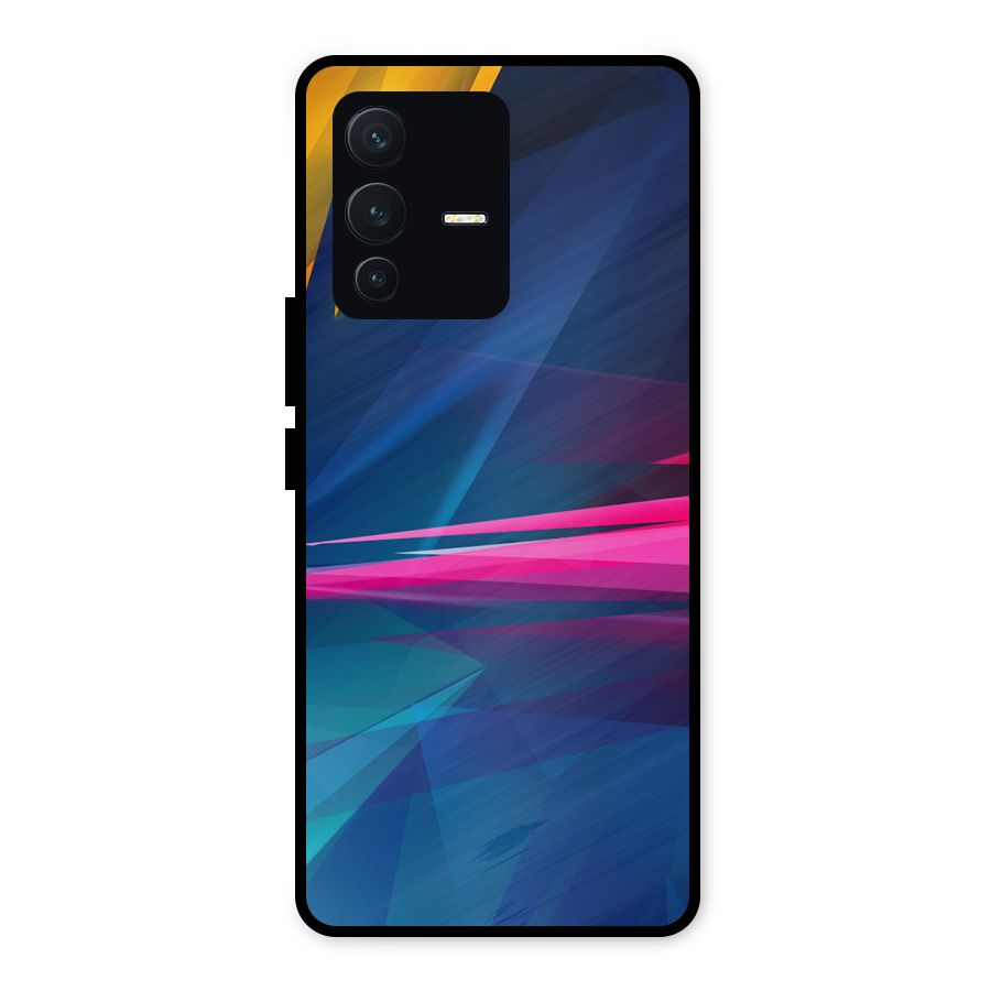 Blue Red Abstract Metal Back Case for Vivo V23 5G