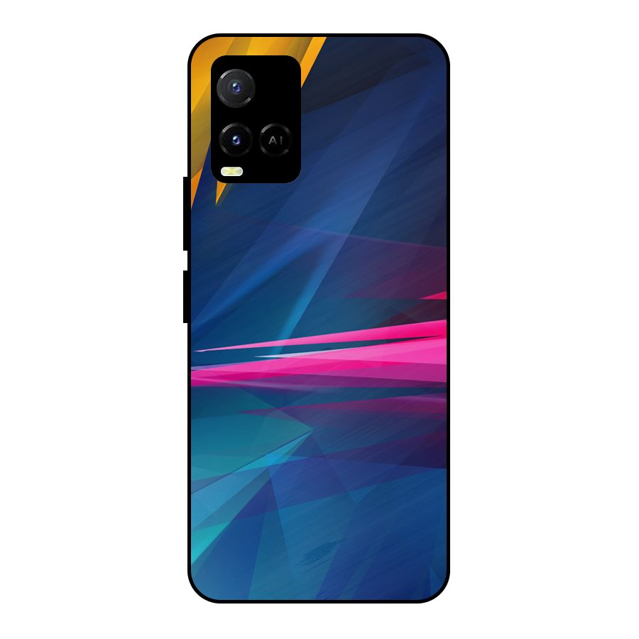 Blue Red Abstract Metal Back Case for Vivo Y21T