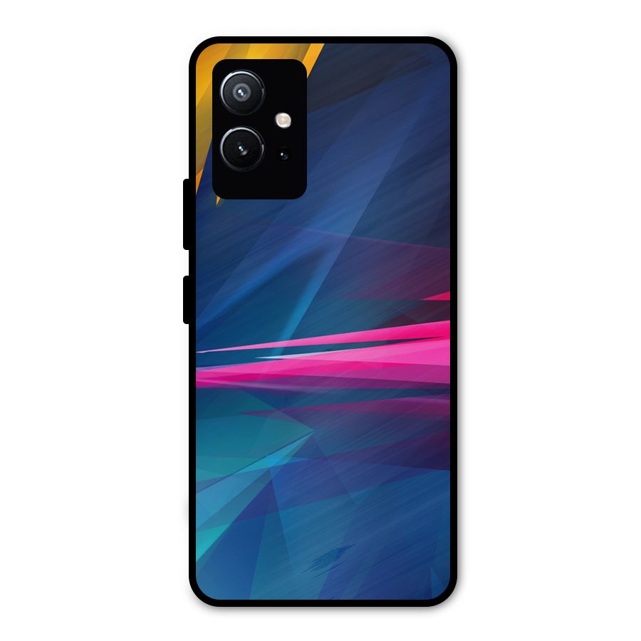 Blue Red Abstract Metal Back Case for Vivo Y75 5G