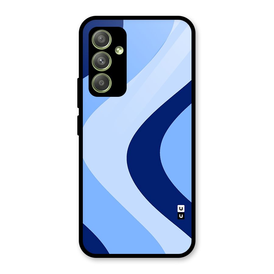 Blue Shade Curves Glass Back Case for Galaxy A54