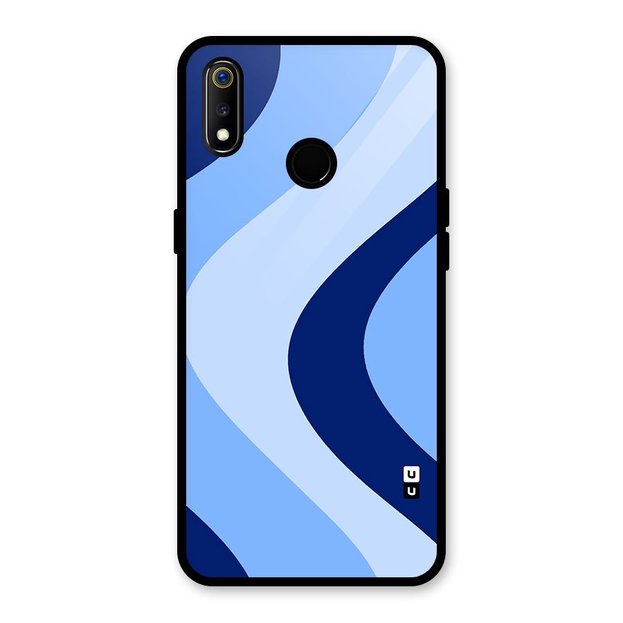 Blue Shade Curves Glass Back Case for Realme 3i