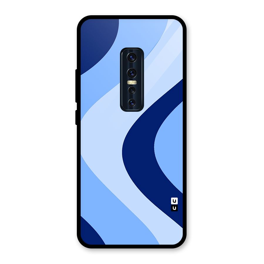 Blue Shade Curves Glass Back Case for Vivo V17 Pro