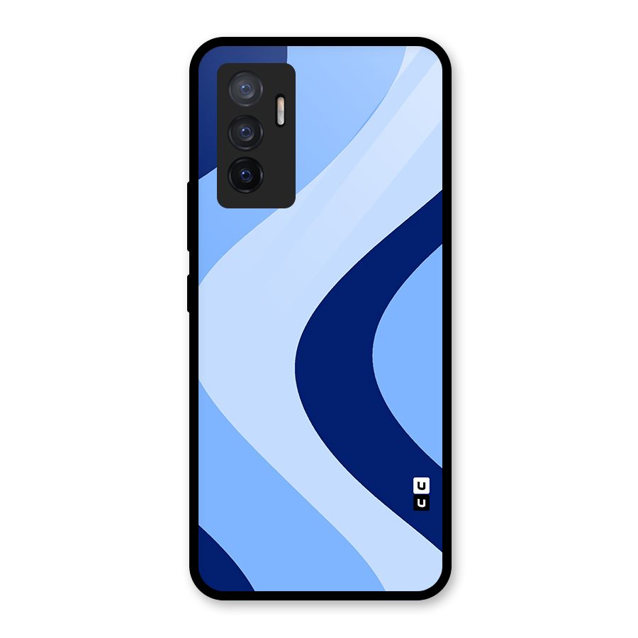 Blue Shade Curves Glass Back Case for Vivo V23e