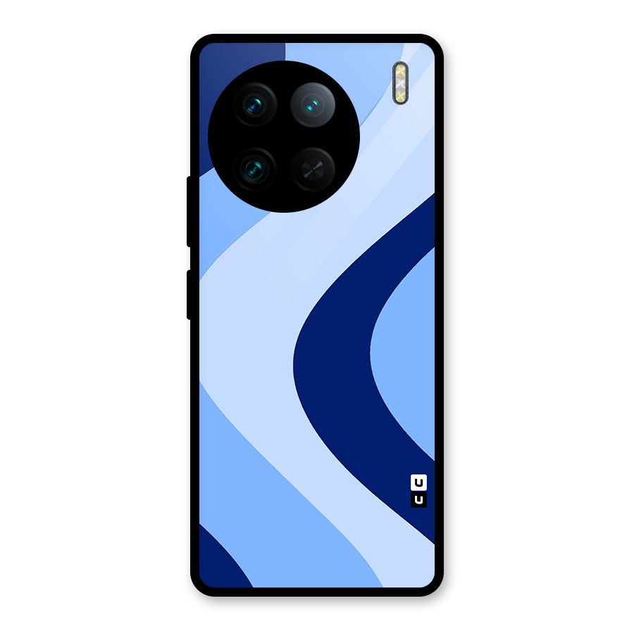 Blue Shade Curves Glass Back Case for Vivo X90 Pro