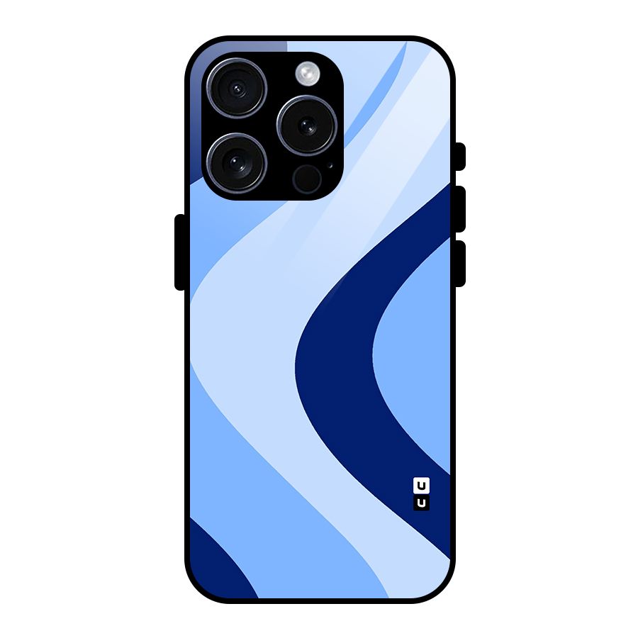 Blue Shade Curves Glass Back Case for iPhone 15 Pro