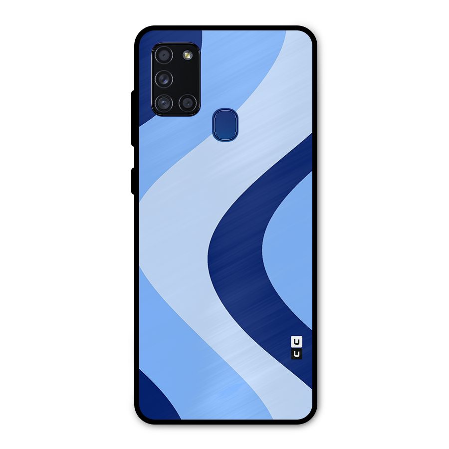 Blue Shade Curves Metal Back Case for Galaxy A21s