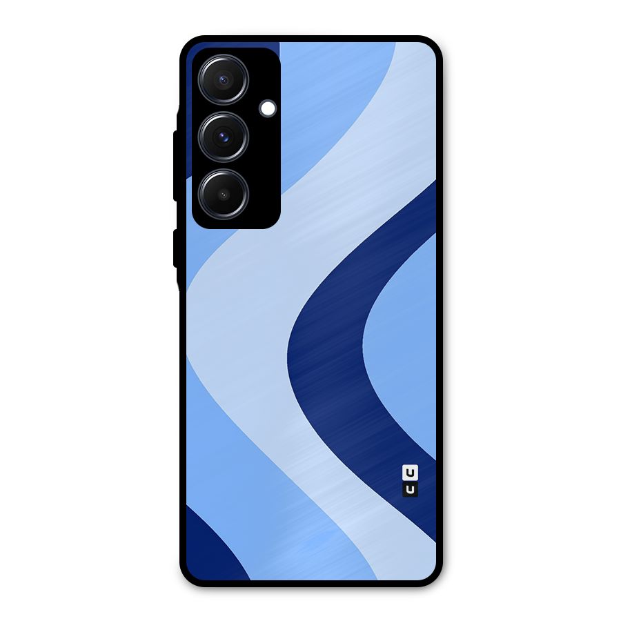 Blue Shade Curves Metal Back Case for Galaxy A55