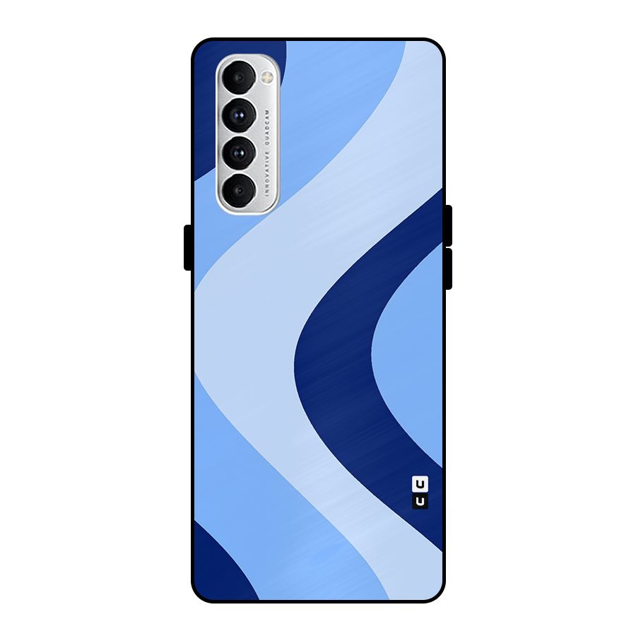 Blue Shade Curves Metal Back Case for Oppo Reno4 Pro