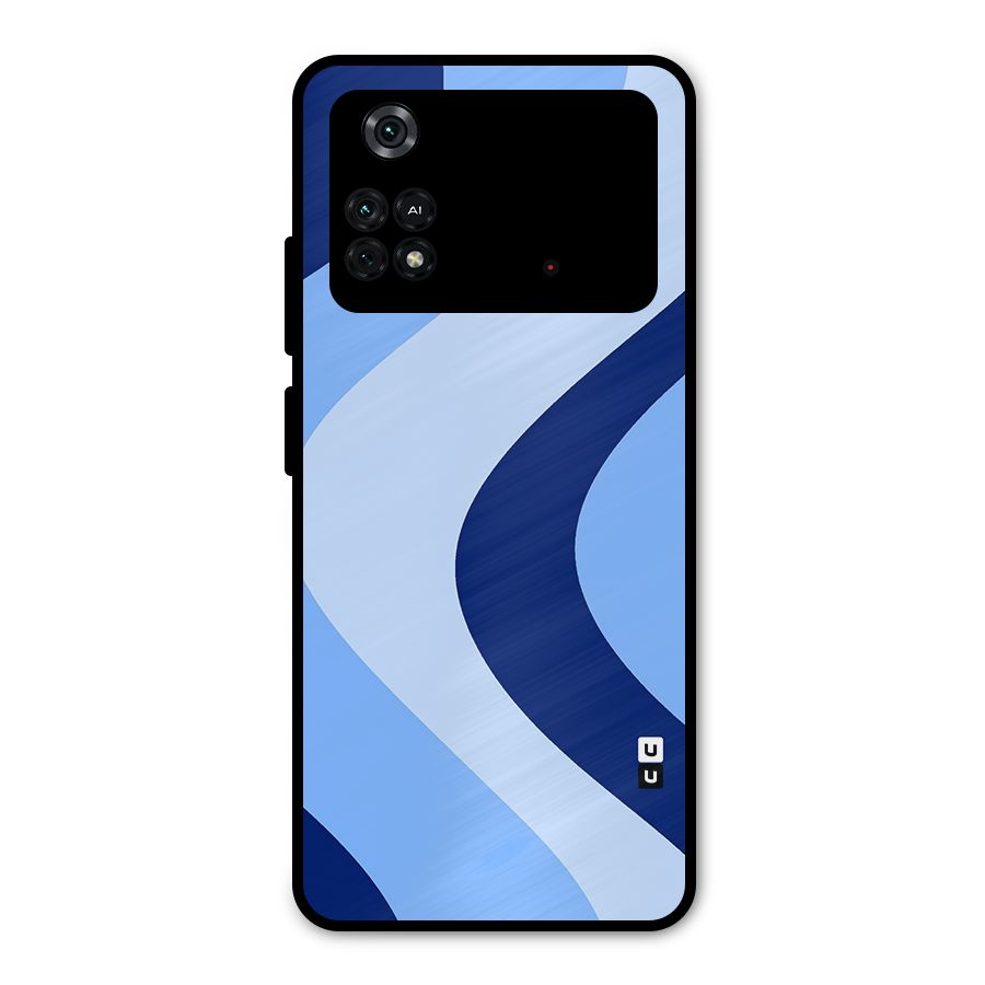 Blue Shade Curves Metal Back Case for Poco M4 Pro 4G