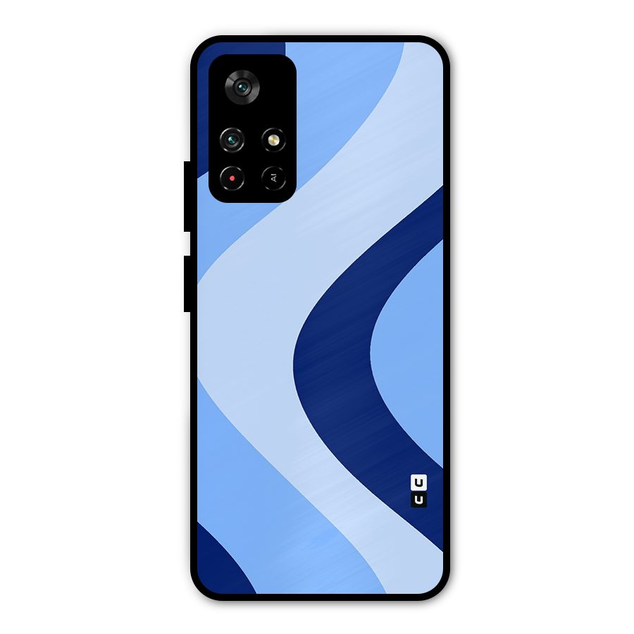 Blue Shade Curves Metal Back Case for Poco M4 Pro 5G